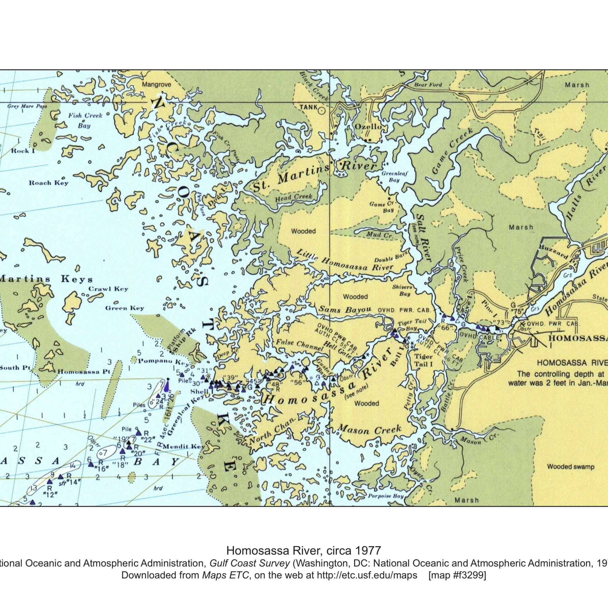Homosassa River Map NOAA 1977